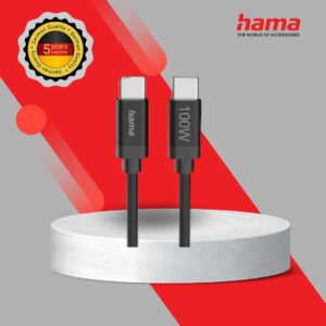 HAMA DATA CABLE USB-C to USB-C Fabric 3M Black 100W (201749)