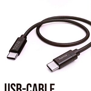 HAMA DATA CABLE USB-C to USB-C Fabric 1.5M Black 100W (201740)