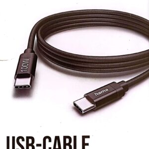 HAMA DATA CABLE USB-C to USB-C Fabric 3M Black 100W (201749)