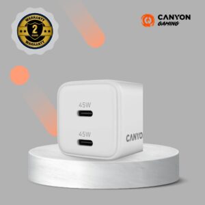 CANYON PHONE CHARGER 2 x USB-C CU45CC GaN 45W White
